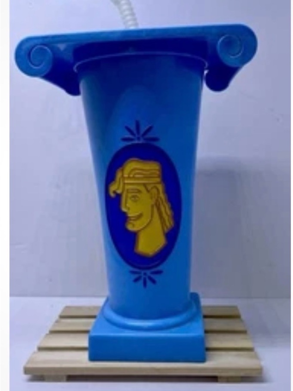 RARE! Vintage Disney Store Disney's Hercules Blue Plastic Pillar Cup 7.75
